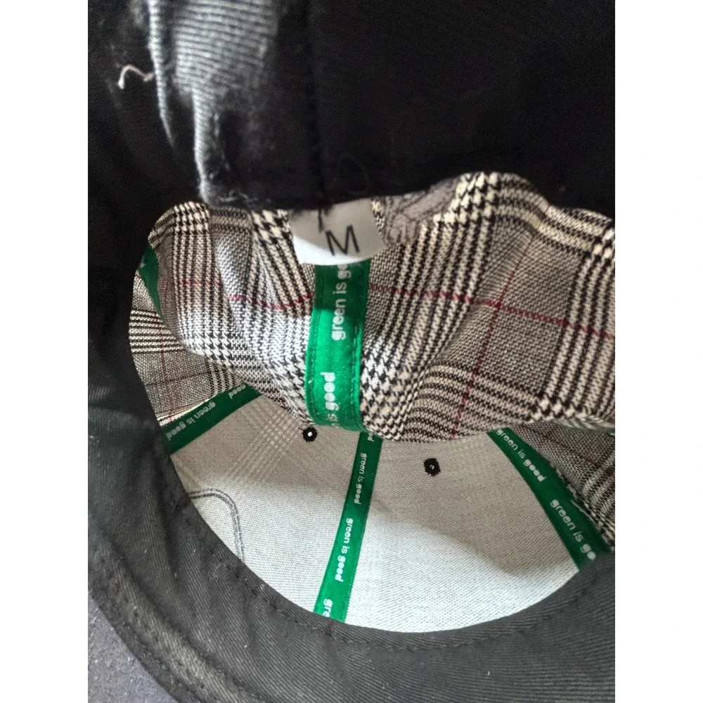 REEF Green is Good Houndstooth Plaid Cap Crimson Black & White Fitted, Size M